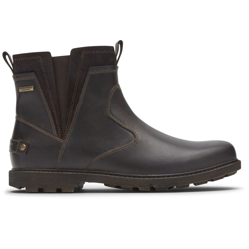 Botas Rockport Hombre Mexico - Storm Surge Waterproof Chelsea Marrom Oscuro - FIGEC1823